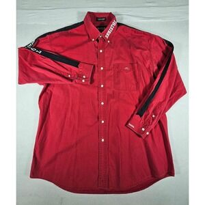 Resistol Rodeo Gear Mens XL Red Ripstop Western Button Down Shirt Racing‎ Stripe